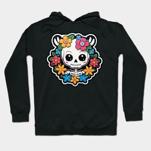 Cute floral kawaii skeleton No.13 Hoodie